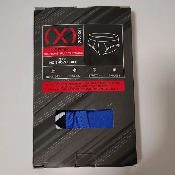 2xist Sport No Show Briefs 3-Pack - Navy Blue and Blue Size 28-30 - Picture 3 of 9